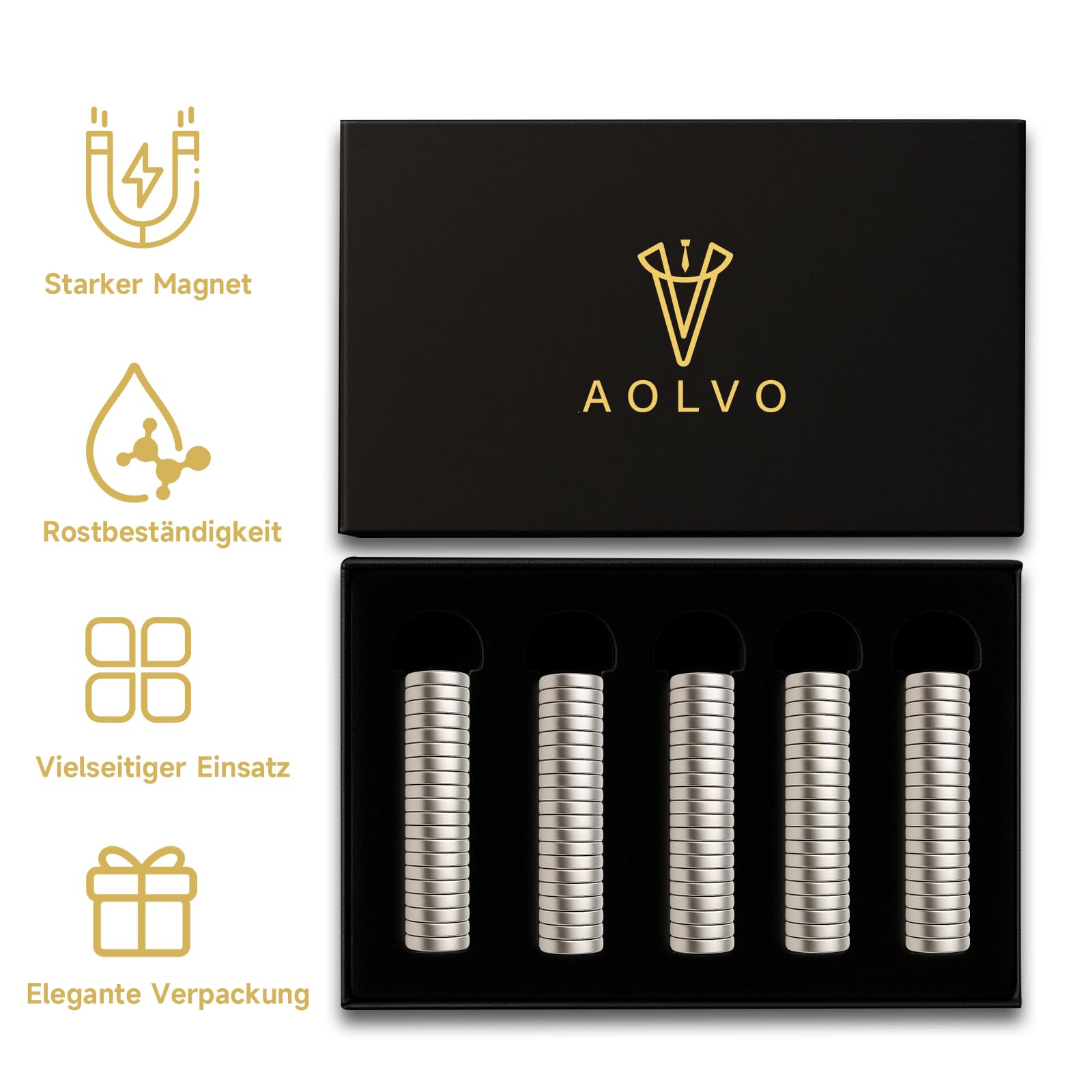 Magneti per stecche colletto in metallo 10×2 mm, potenti magnetiche confezione regalo