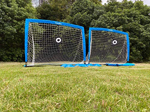 CalmMax Portable Soccer Goal 4x3 FT, Pop Up Soccer Goal Net with Aim Target | Agility Training Cones| Carry Bag - Outdoor Training Soccer Goal for Kids (Set of 2) - Thumbnail 3