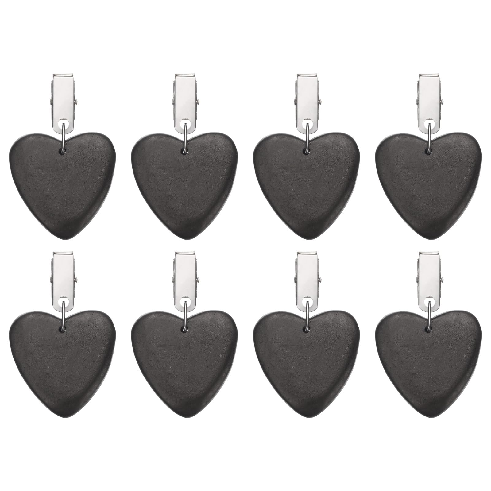 sourcing map 8Pcs Tablecloth Weights, Marble Table Cover Weights with Metal Clips, Heart Shape Stone Tablecloth Pendant 5 x 5cm for Outdoor Party Picnic Garden Table Decoration, Black