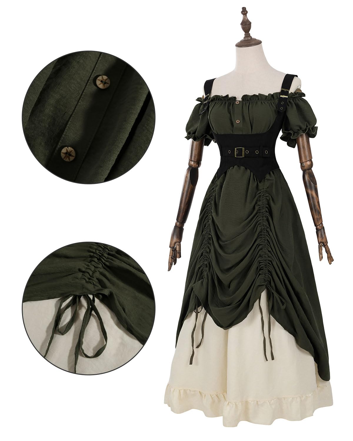 Mittelalter Kleidung Damen Viktorianisches Kleid Renaissance Kleid Damen aumwolle Maxikleid Kurzarm