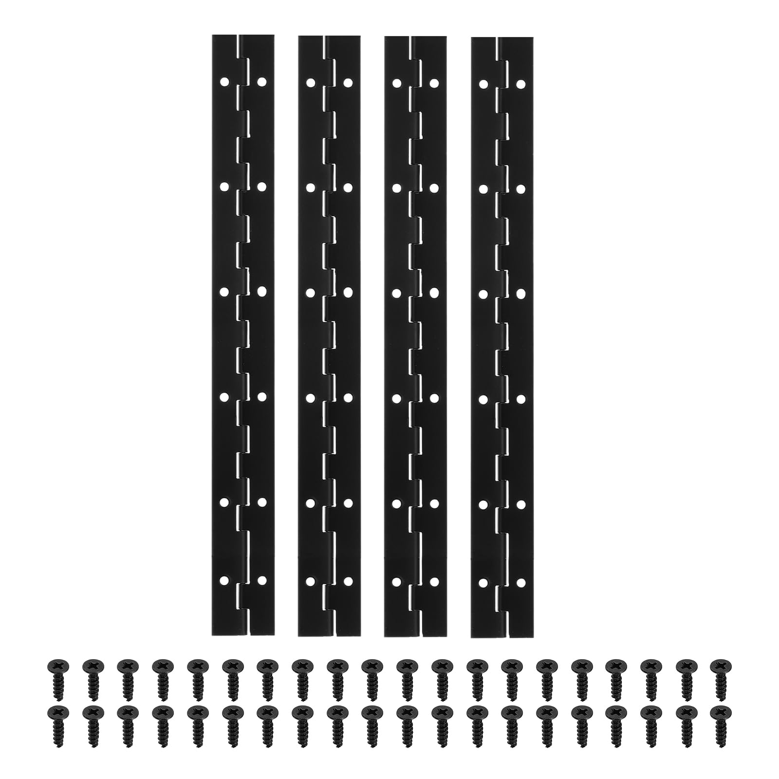 PATIKIL 300mm X 30mm Piano Hinge, 4 Pcs 304 Stainless Steel Continuous Hinge with Holes for Piano Gate Door Wooden Storage Box Cabinet Boat,Black