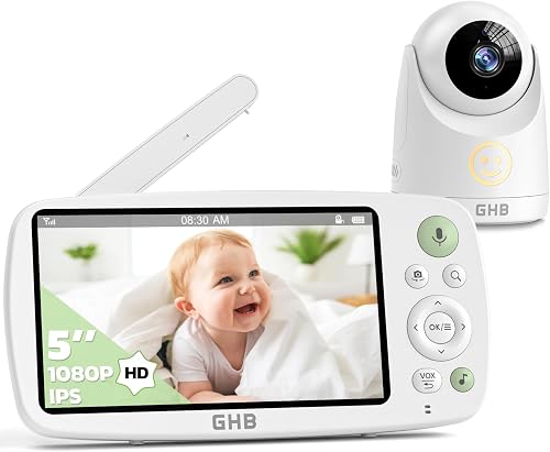 Babyphone Caméra 5" 1080P HD 4000 mAh Autonomie 7x24H Vision GHB