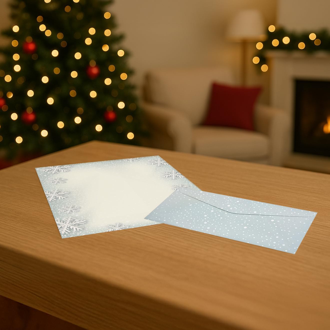40 Sets - Paper Snowflakes Holiday Paper & Envelopes - 8.5 x 11 Holiday Letterhead Set for Inkjet or Laser Printers – Christmas Writing Paper with Matching Envelopes