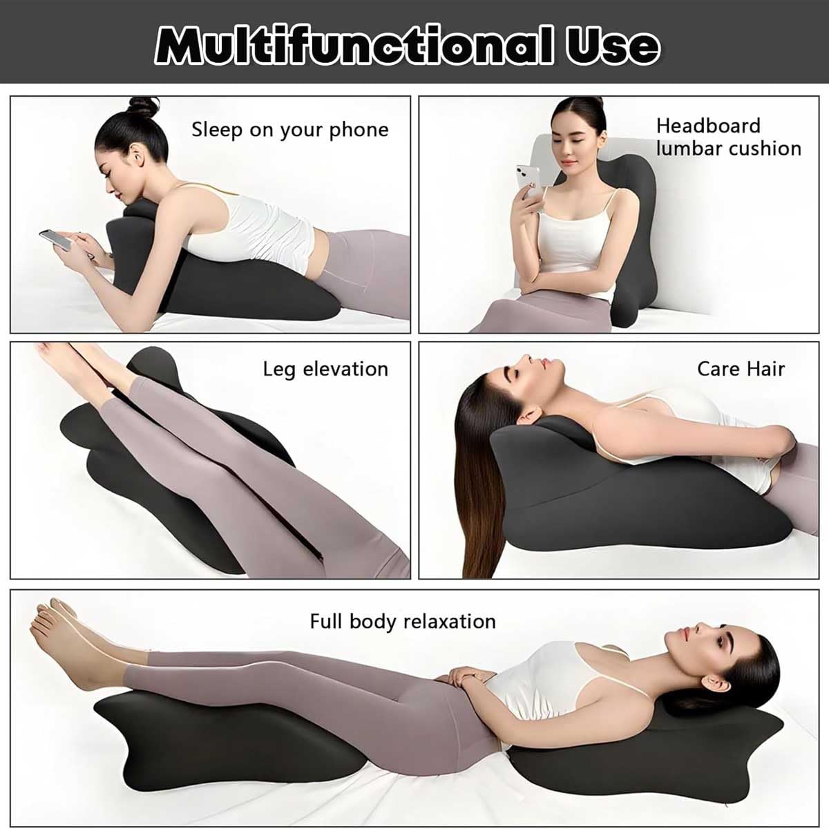 Genérico Sleeping Ergonomic 27° Angle Memory Foam Wedge Pillow,Waterproof & Portable,Multi-Functional Lounger Cushion,Lumbar Neck Support Pillow For Home Bedroom. (Gray, 59 * 46 * 42)