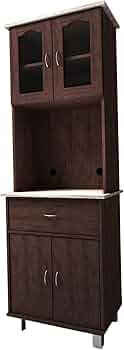 H　Hodedah キッチンキャビネット チョコレートグレー トールタイプ　YK Amazon.com: Hodedah Kitchen Cabinet with Top and Bottom Enclosed