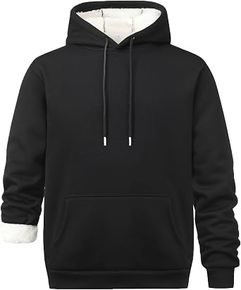 Herren Fleece gefüttert Hoodie mit Taschen Warm Kapuzenpullover