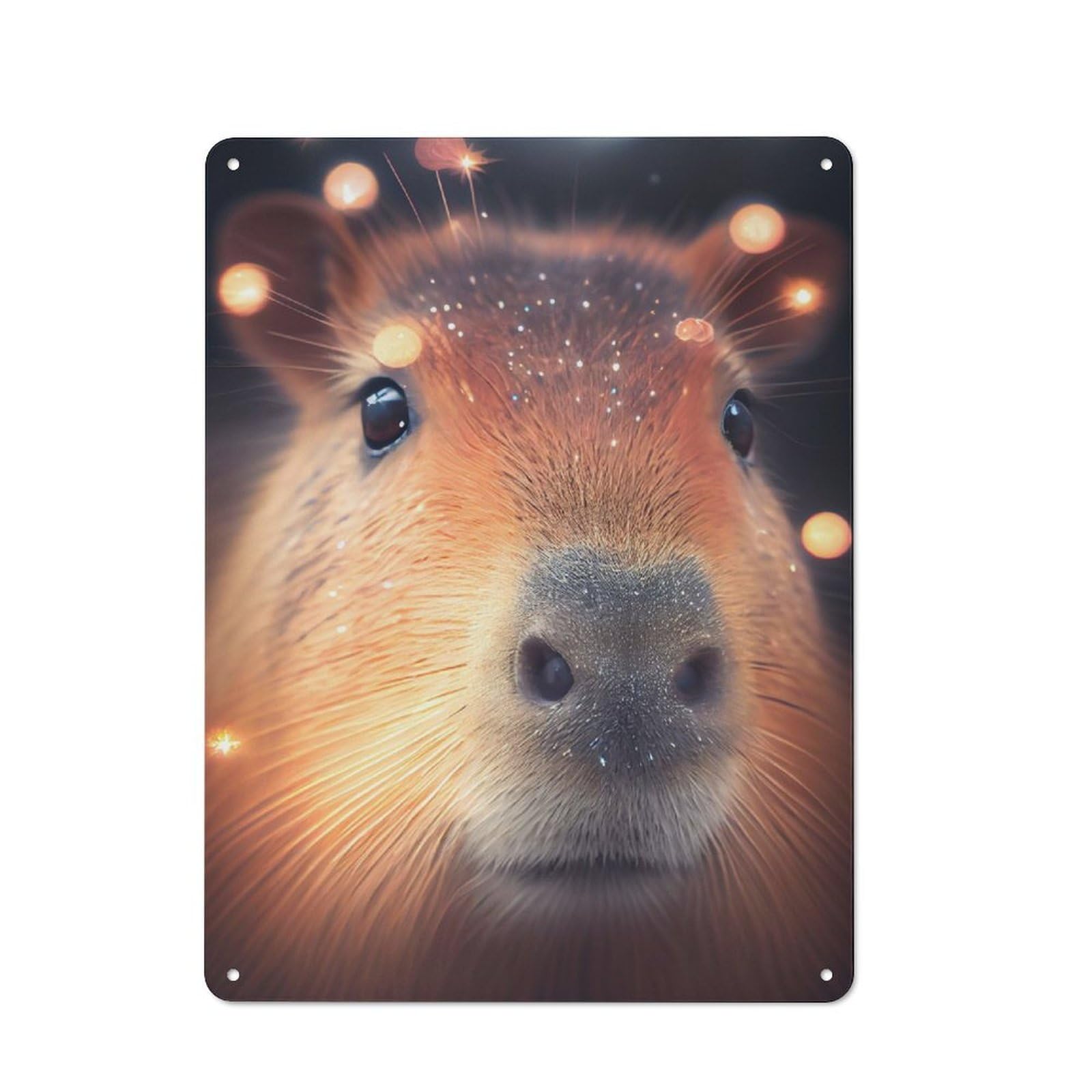 Junmoney Capybara Lighting Rustic Tin Sign 40X30cm For Café Or Restaurant, A Decorative Christmas Gift For Hospitality Interior Collectors