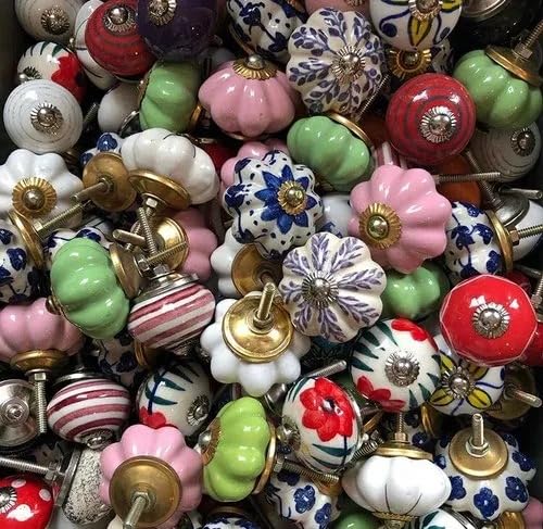 Image of Nobs for Drawers - Vintage Assorted Ceramic Drawer Handle Furniture Hardware (Blue Birds Knobs, Pack of 10)