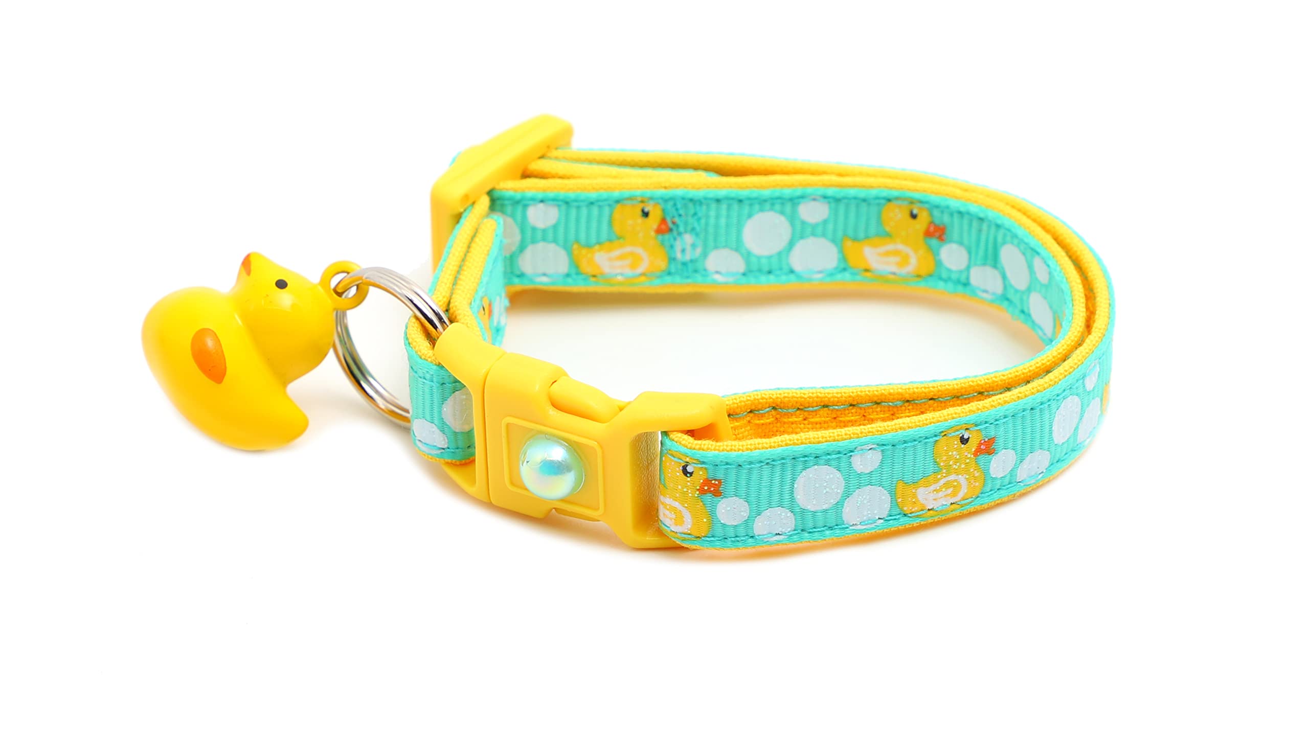 Gummi-Enten-Katzenhalsband mit Entenglocke, verstellbar, Größe L oder Kätzchen, Sicherheits-Halsband (klein (4,5 kg und weniger), Aqua)