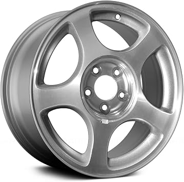 Alloy Factory Wheel 16" x 7.5" 5 x 114.3 Bolt Pattern 30mm Offset Argent Brushed 5-Spoke Cast Rim Direct Replacement for 2000-2004 Ford Mustang