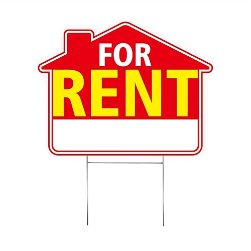 For Rent Signs with Stakes 17"x13" – Double-Sided Red White
