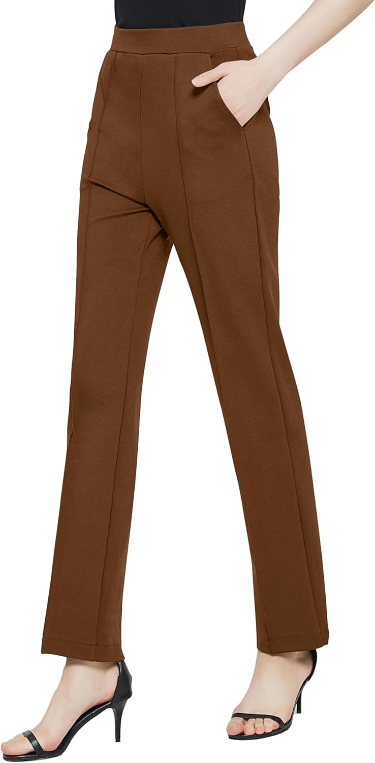 Urban CoCo Women's Yoga Dress Pants Stretchy Casual Slacks Straight Leg Work Pants with Pockets - Image 6