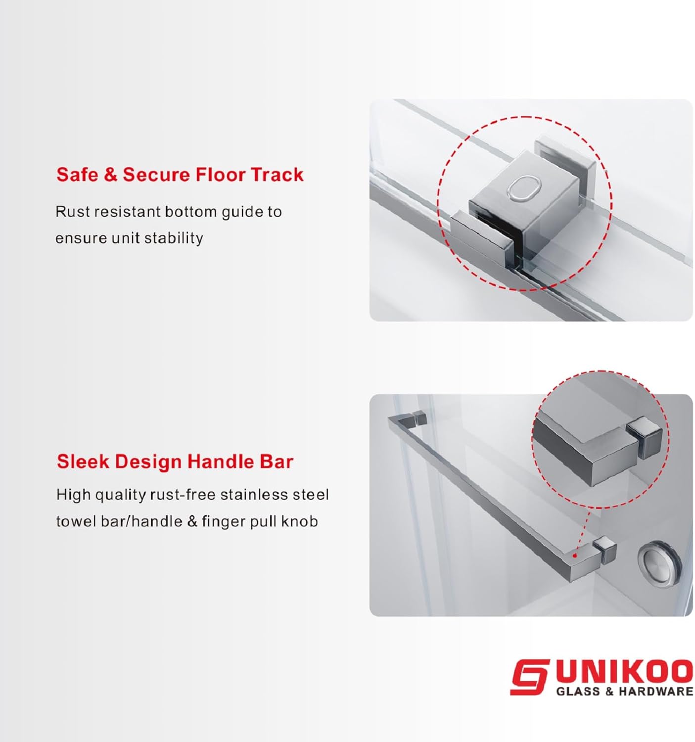 UKD01 66 to 72 in. W x 80 in. H Double Sliding Frameless Shower Doors - Stainless Steel 3/8" (10mm) Certified Tempered Glass 72x80-TT-BN