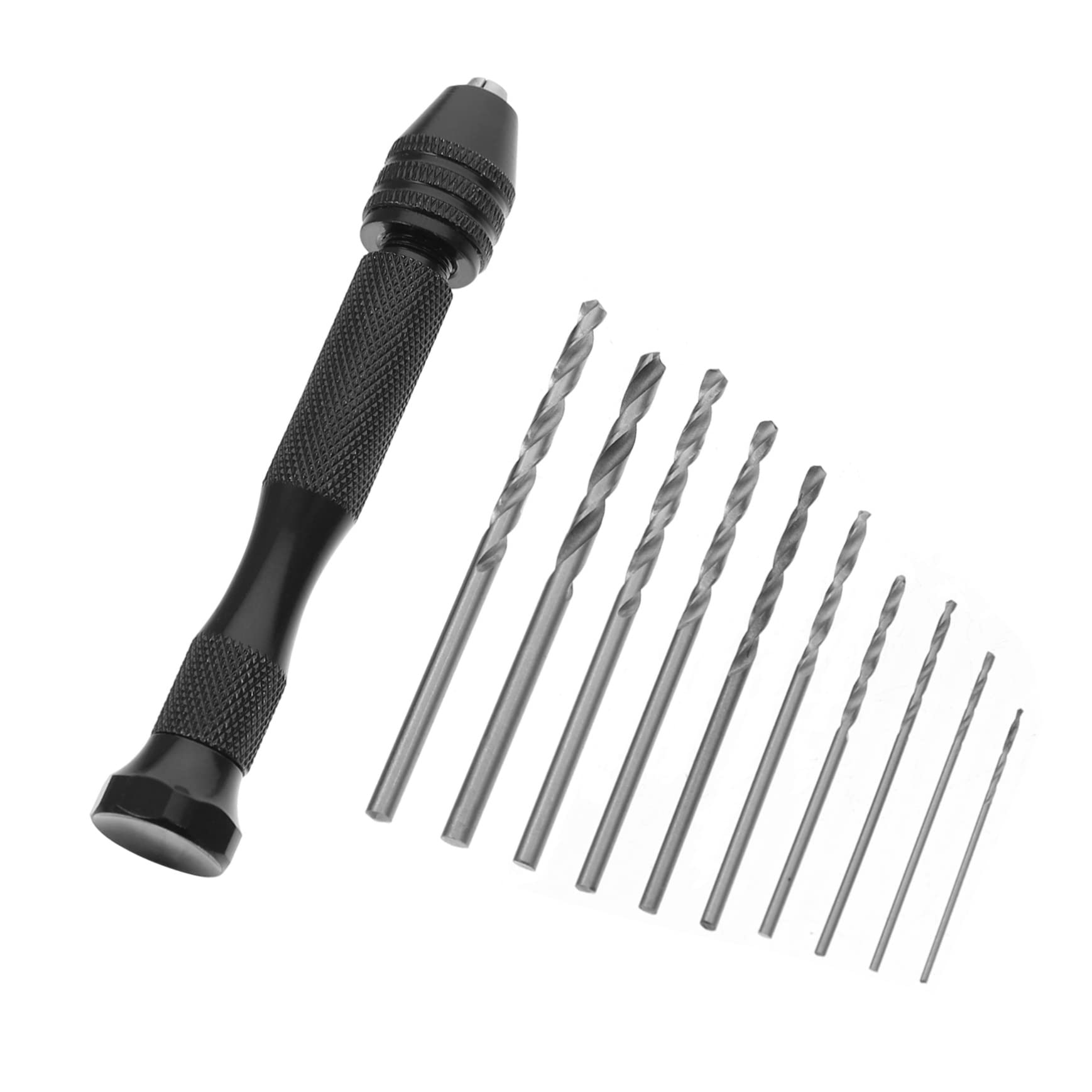 BUTIFULSIC 1 Set Hand Twist Drill Mini Drill Bits Pin Vise Manual Drill Diamond Tipped Drill Bit Pin Vise Rotary Tools Diamond Drill Bit Hand Tool Kit Hand Drill Bit Tool Aluminum Alloy Black