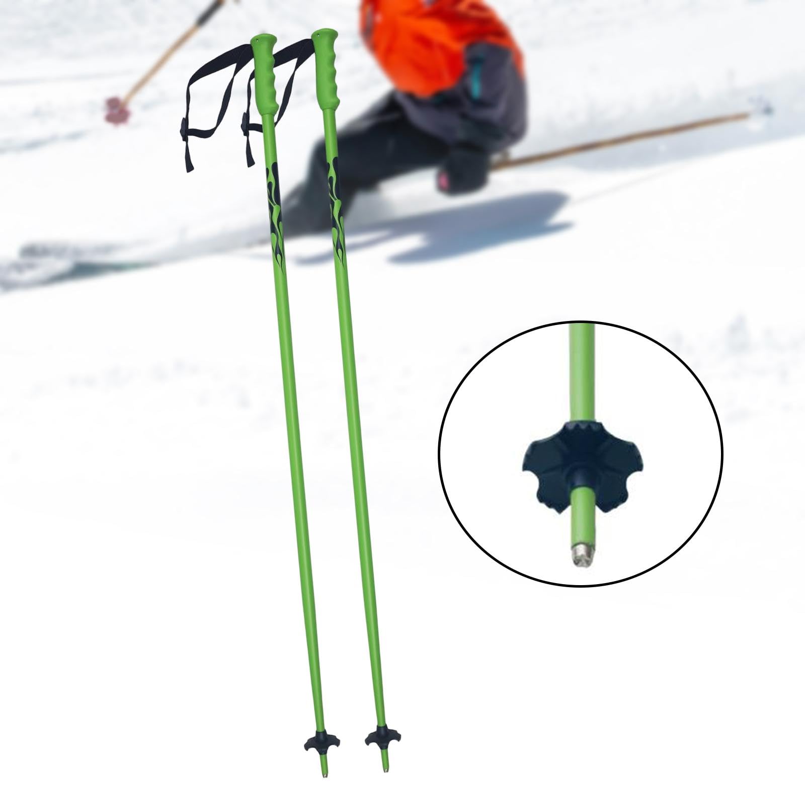 LOVIVER Lot de 2 Bâtons de Ski Alpin, Bâtons de Descente Aluminium Renforcé, Poignée en Caoutchouc Pratique avec Dragonne, pour Les Sports d'hiver et Les Pistes de Ski
