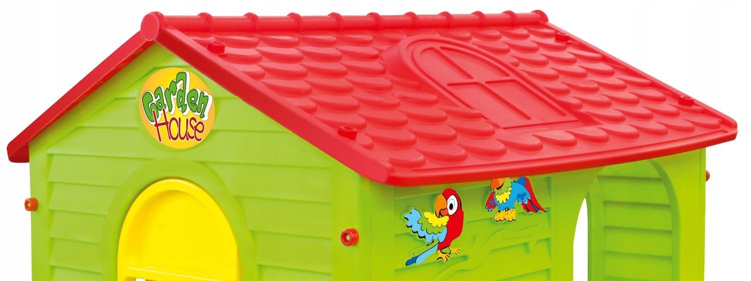 Mochtoys Spielhaus für Kinder - Kinderhaus mit Kleinem Garten, Outdoor Gartenhaus für die Jüngsten mit Terrasse und zu öffnenden Fenstern, Wetterfest, REGT Fantasie und Kreativität an