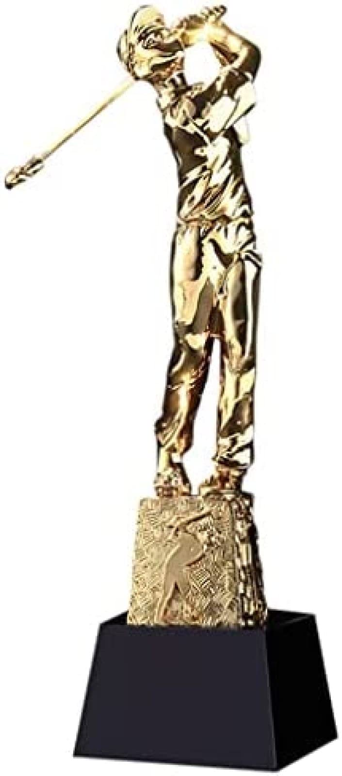 Trophäe in Golf-Mannform, vergoldete Trophäen mit individueller Gravur, mit schwarzem Glassockel, 11,4" personalisiert