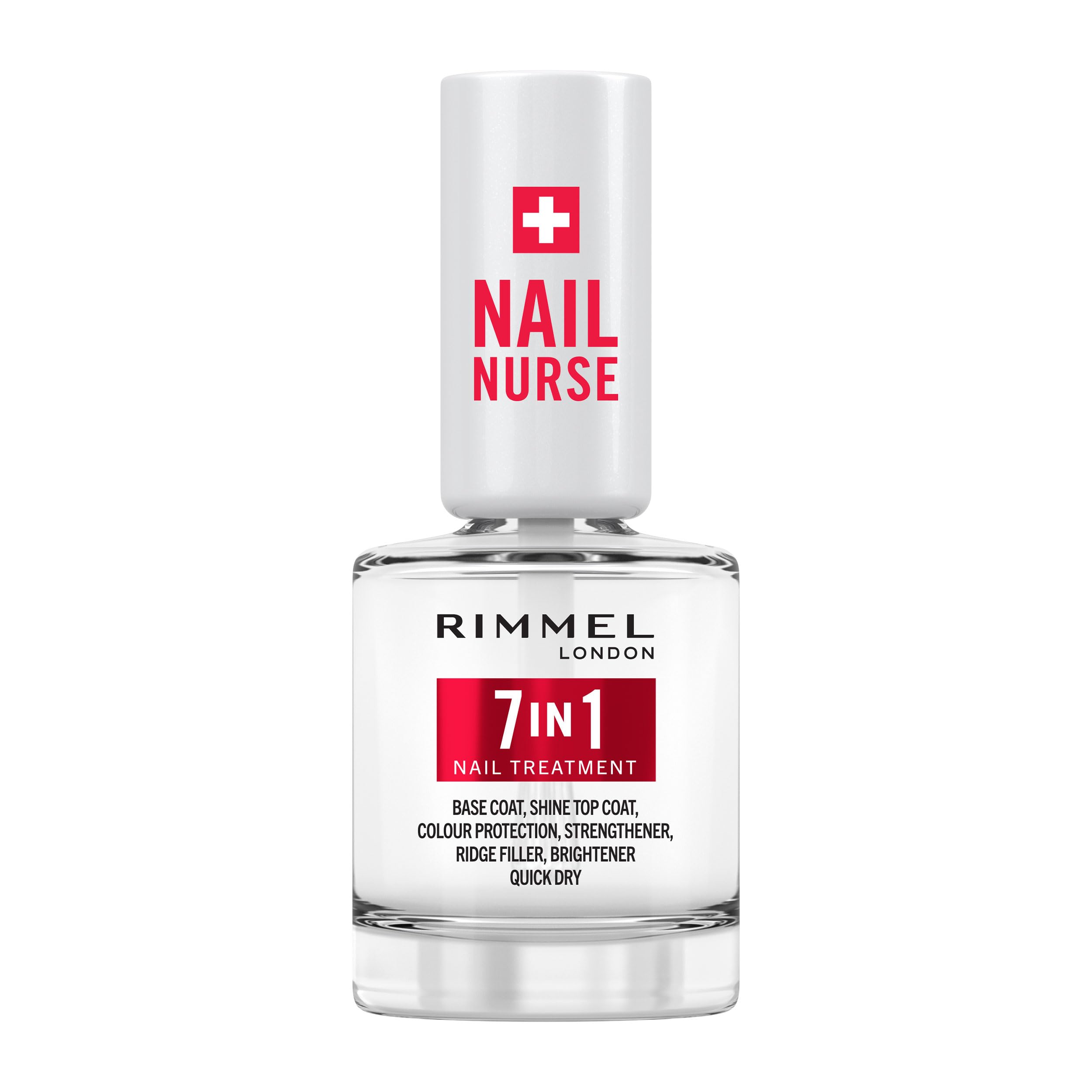 Rimmel London Soin des ongles - Base & Top Coat 7 en 1 polyvalents, sèche rapidement, fini lisse, protège les ongles, scelle la couleur, formule vegan 12 ml