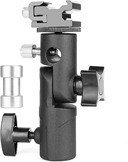 Camera Flash Brackets, Camera Flash Speedlite Mount Umbrella Holder Light Stand Bracket Flash Shoe Mount for Nikon Pentax Olympus Nissin Metz and other Speedlite Flashes E Type
