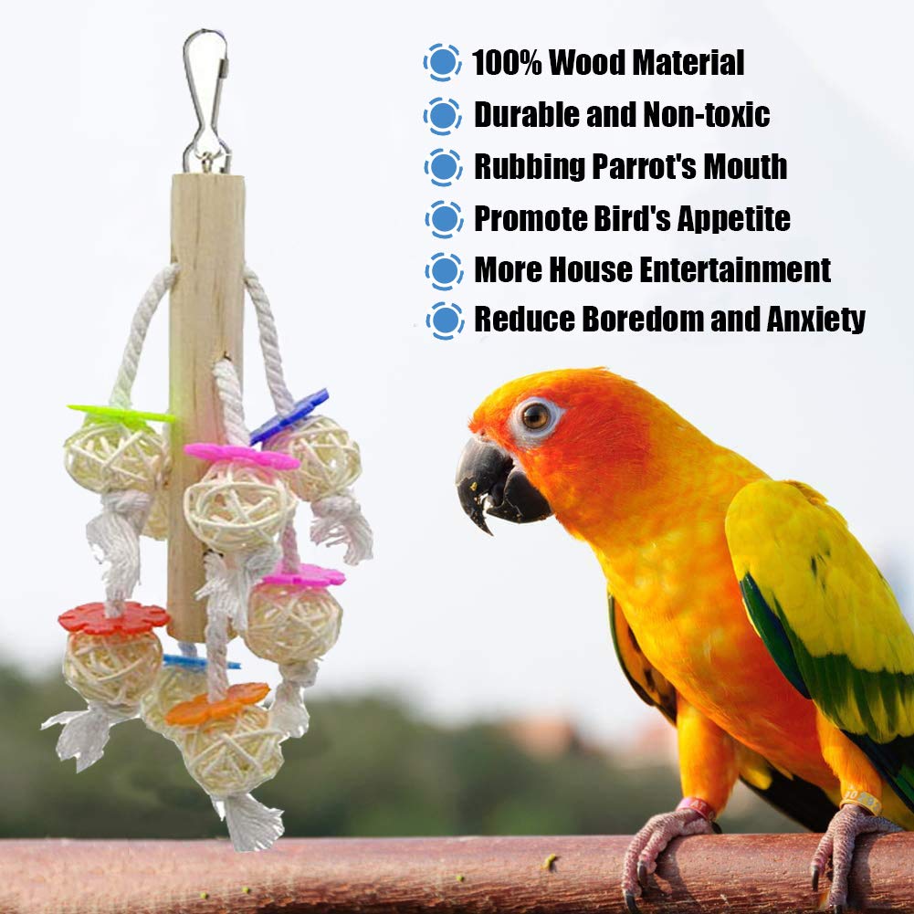 Juguetes de Loro Pájaros 8 Piezas con Juguete de Masticación y Columpios de Perchas Usado para Jaula de Aves - Decoracion de Pajarera y Campana Colgante Hamaca para Periquitos, Cockatiels #2