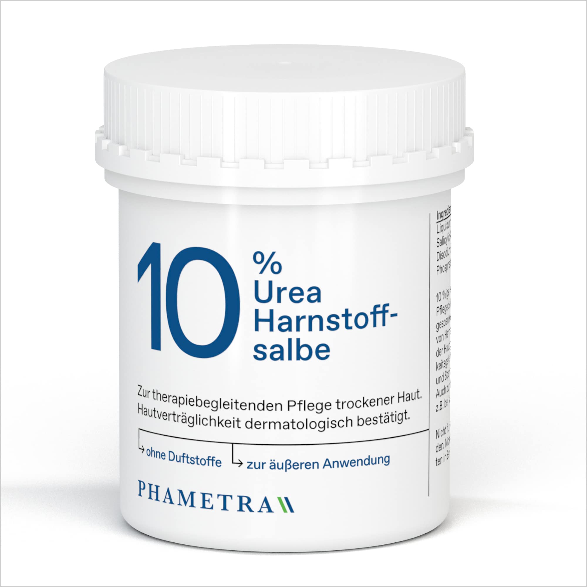 Phametra Urea Harnstoffsalbe 10% | Medizinische Hautpflege | therapiebegleitende Pflege | Feuchtigkeitspflege für sehr trockene und rissige Haut | Körperpflege ohne Duftstoffe | 250g