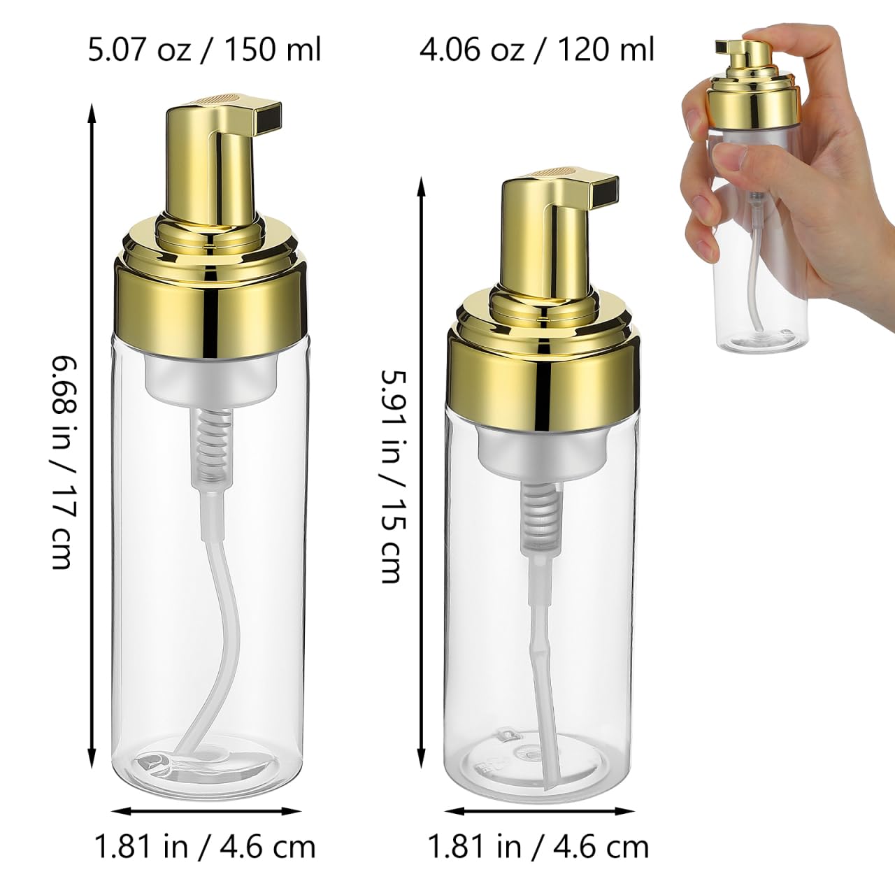 NOLITOY Lot De 2 Flacons Rechargeables Transparents pour Maquillage Flacon Vide De Voyage en Plastique Rangement Cosmetique Salle De Bain Distributeur Pompe 17.00 X 4.60 X 4.60 Cm