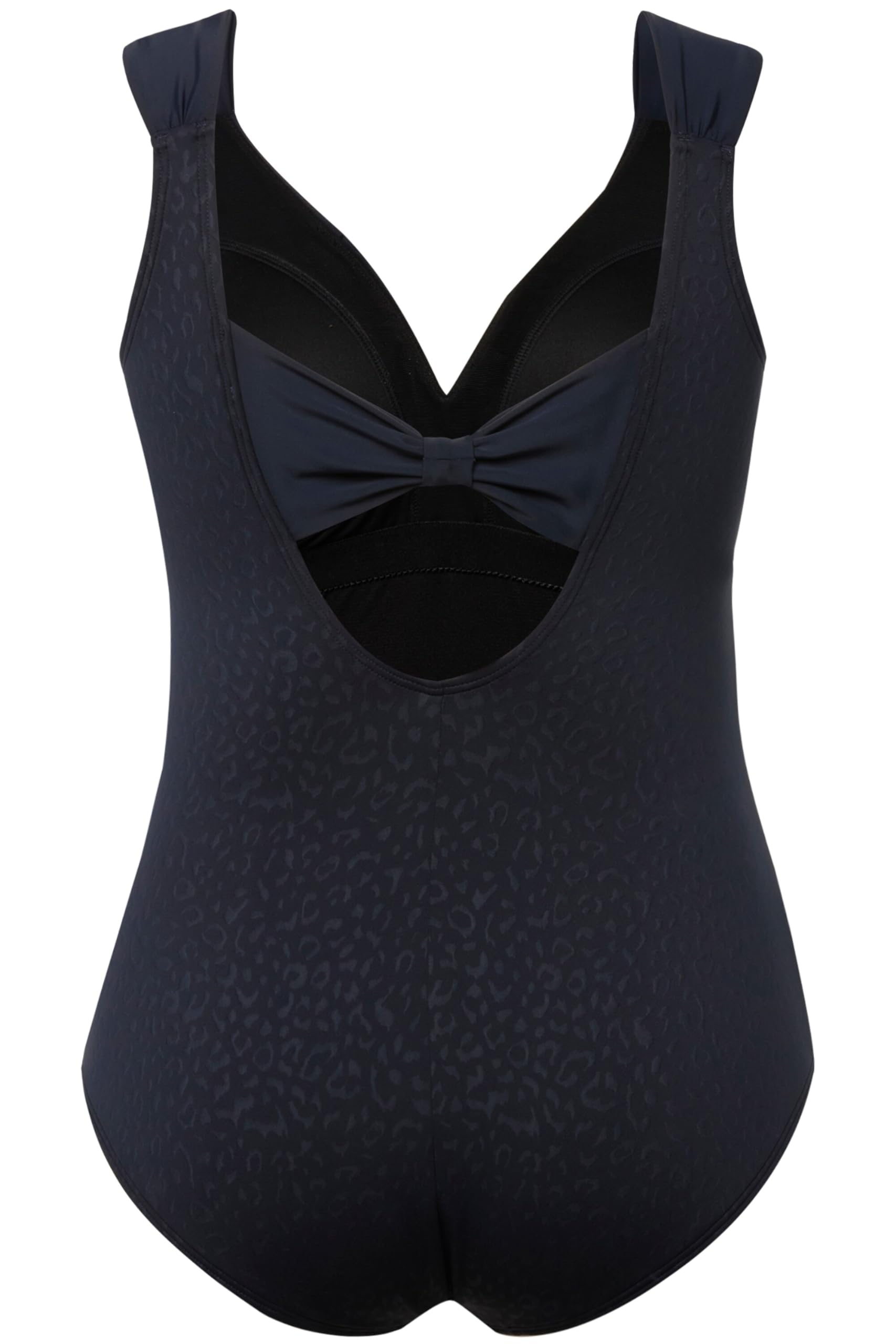 Ulla Popken Costume da Bagno Leo Jacquard, Coppe Morbide, Schiena Profonda Costume Intero Donna