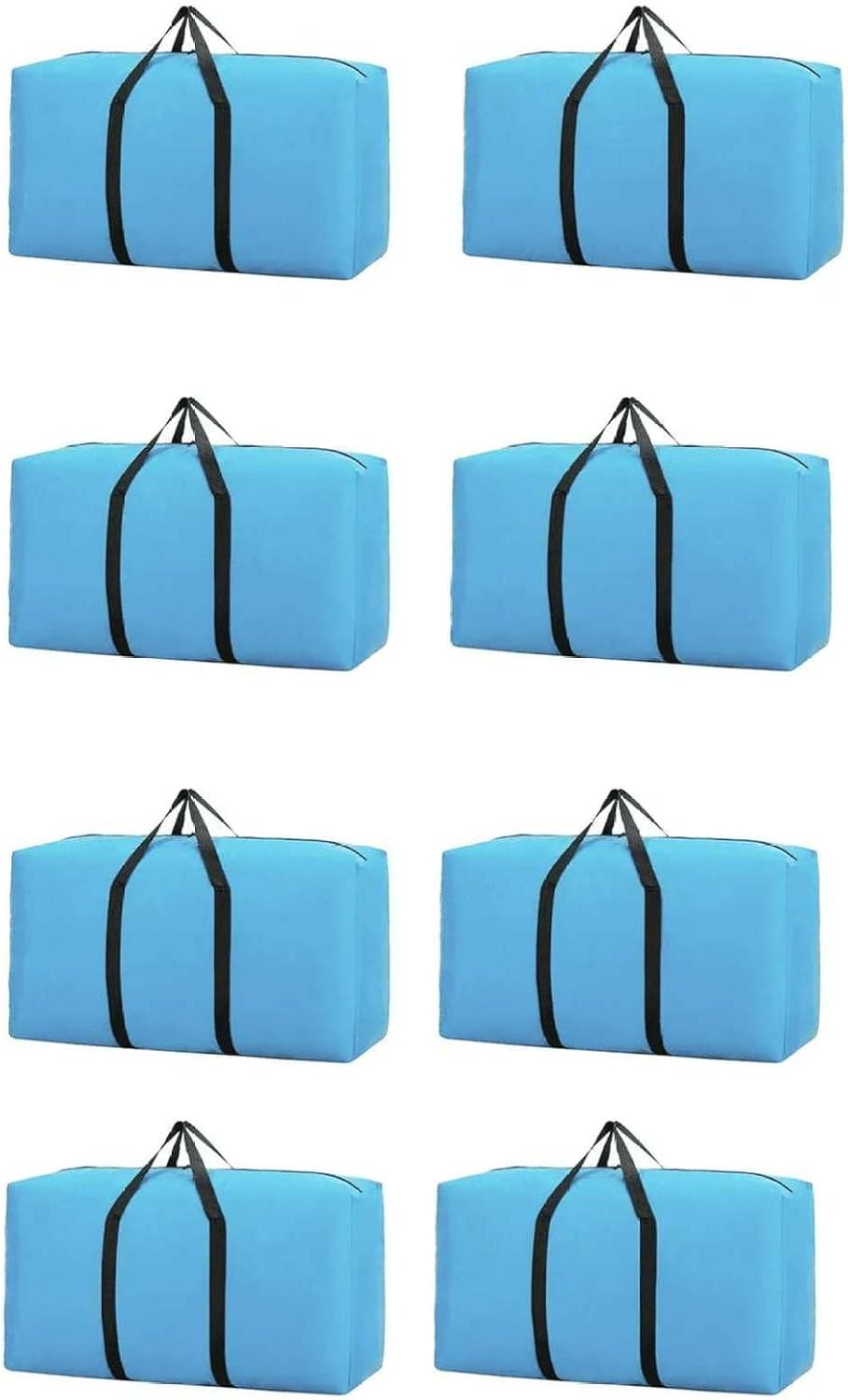 Heavy Duty Moving Bags - 8 Pack Large Storage & Moving Bags with Backpack Straps, Zippers & Handles - Durable Blue Storage Solution for Easy Packing