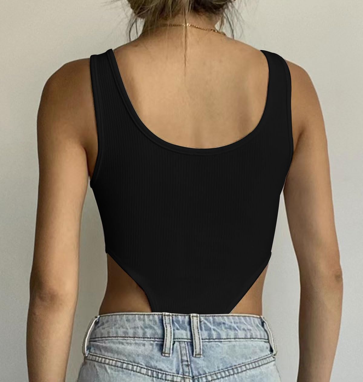 SHEKINI Body Donna Elegante Sexy Bodysuit Senza Maniche Scollo a U Shapewear Tops Contenitivo Modellante Intimo Body Donna Estivo Canottiera Top e Tanga Camicie Blusa Clubwear