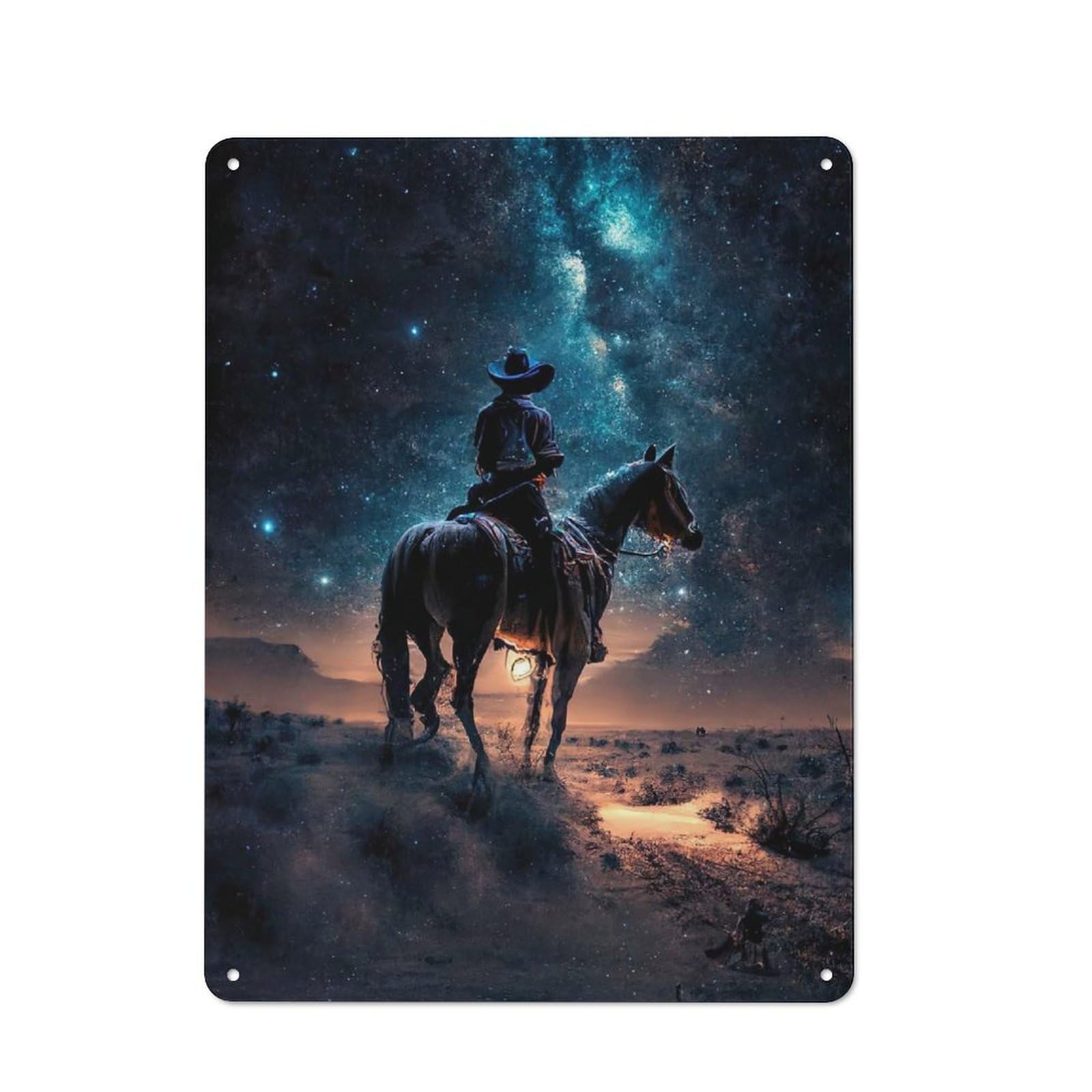 Industrial Cowboy in Space Industrial Metal Sign 40x30cm, Industrial Wall Decor for Workspace, Cafe, Hallway Or Garage