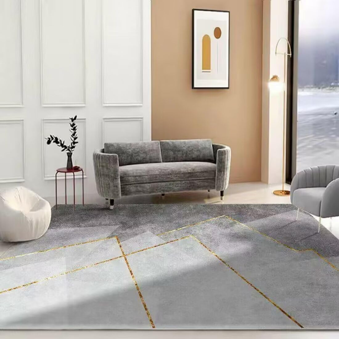 Tapis entrée extérieur gris 120x180 résistant aux passages pour entrée et salon