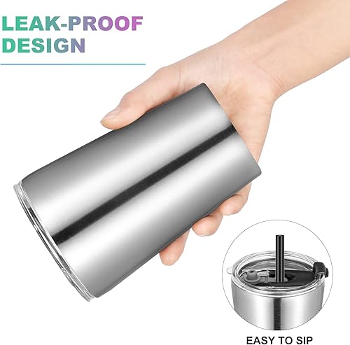 Miniatura 6 de VEGOND - Vaso de acero inoxidable con tapa y pajita, 12 onzas, doble pared con aislamiento al vacío, taza de café reutilizable para viaje