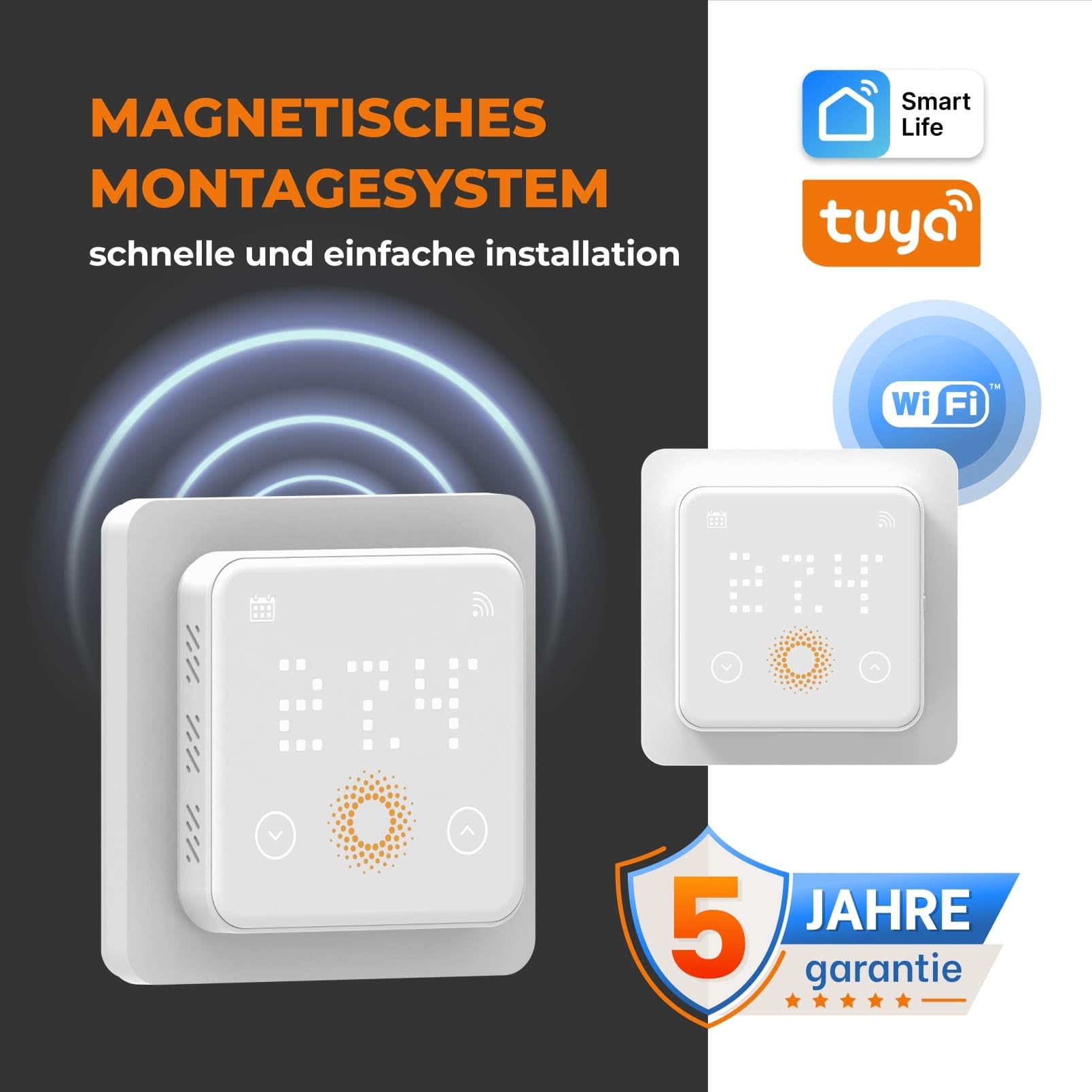 Elektrische Fußbodenheizung: Heizmatte WARMON CLASSIC LIGHT 100 W/m² inkl. Touch WiFi Thermostat(25A) mit Präsenzsensor, Thermostat:TS 500 WiFi Sensor Weiß, Mattengröße:1,5 m²