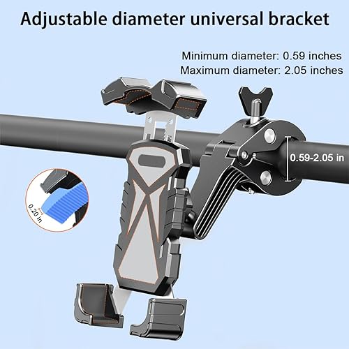 Miniatura 5 de AICEL Soporte de teléfono para motocicleta, antivibración, soporte para teléfono celular con bloqueo seguro, accesorios de soporte ajustable para