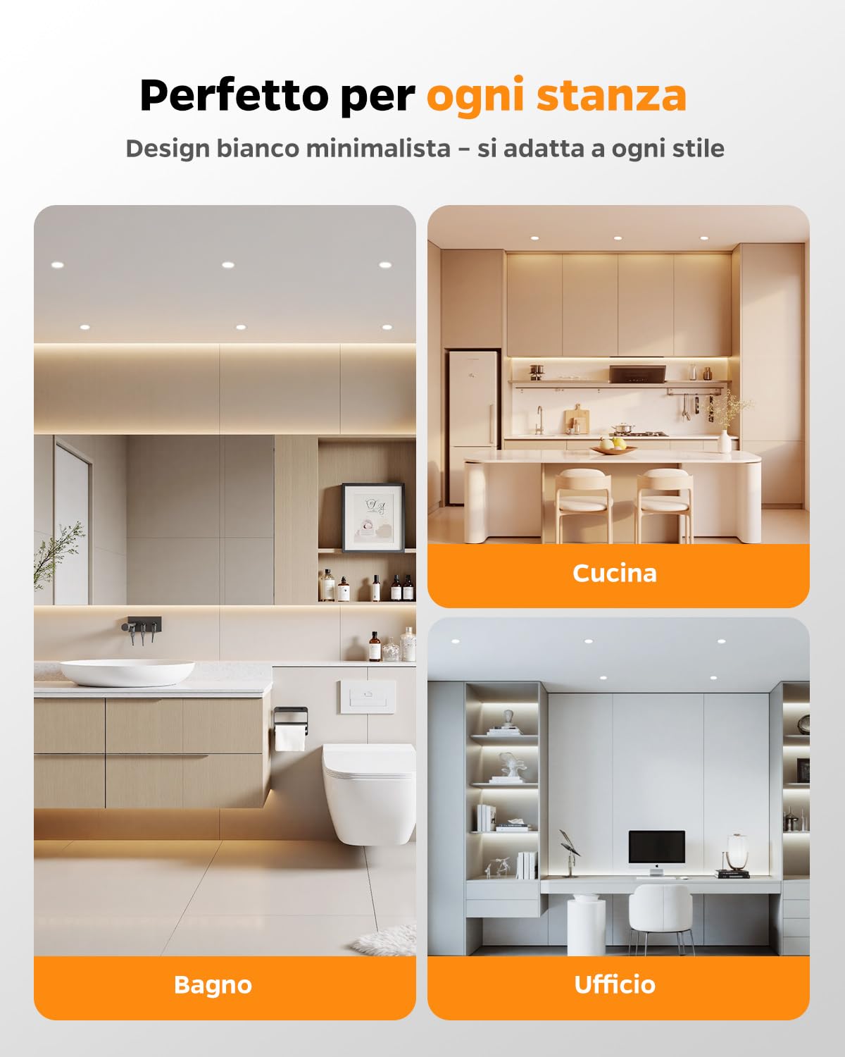 Faretti da Incasso per Cartongesso Dimmerabile, Faretto LED Interno Luce Calda Luce Naturale Luce Fredda, 4W Faretti LED Soffitto Incasso Cartongesso Foro 65-80mm per Bagno Cucina, Set di 12