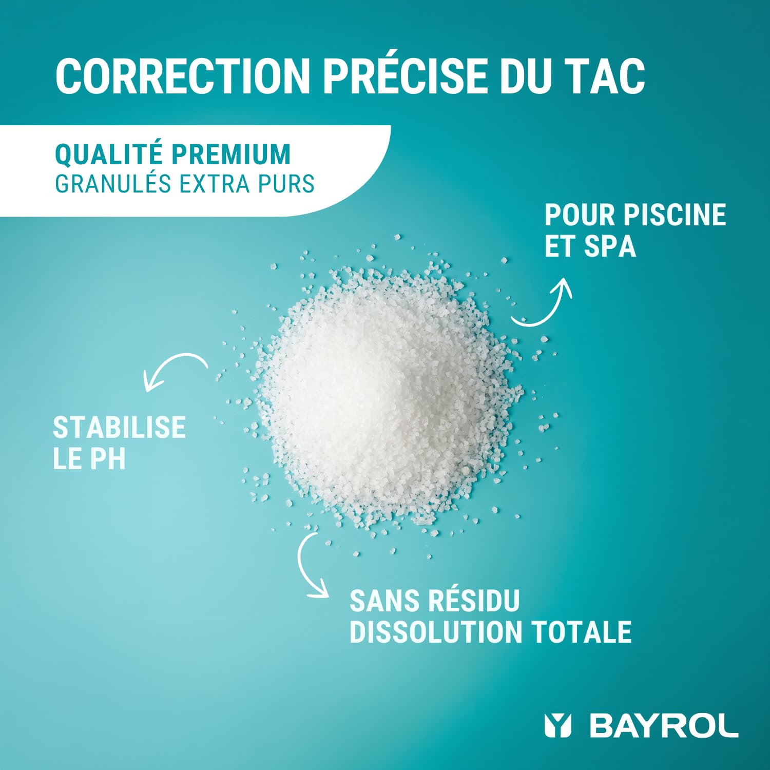 BAYROL e-Alca-Plus® 5 kg - Augmente Le TAC Piscine - Stabilise Le pH - Alcalinité Piscine - Doseur Inclus - Granulés Dissolution Rapide