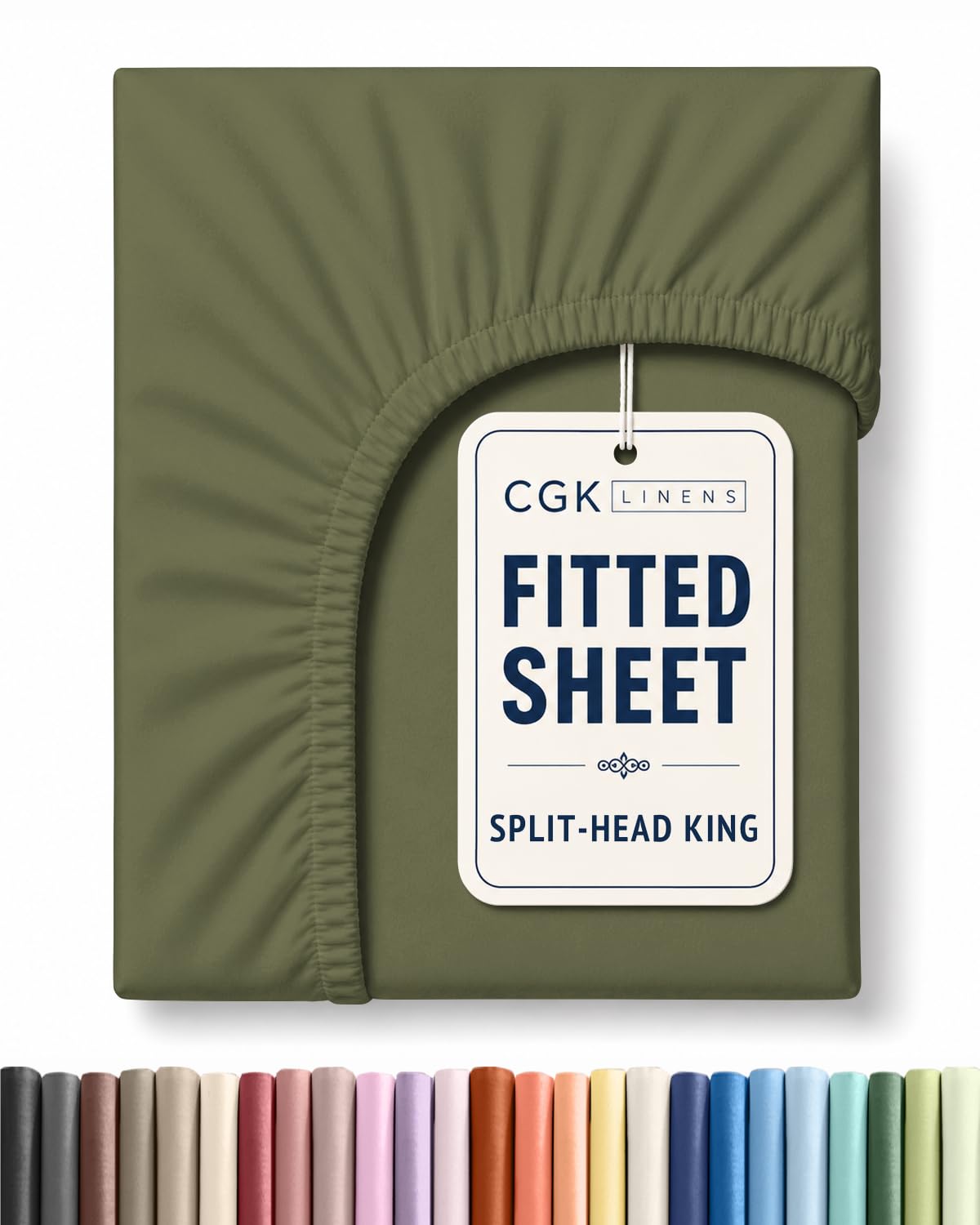 Flex Top King Fitted Bed Sheet - Split Head Fitted Sheet - Sage Green