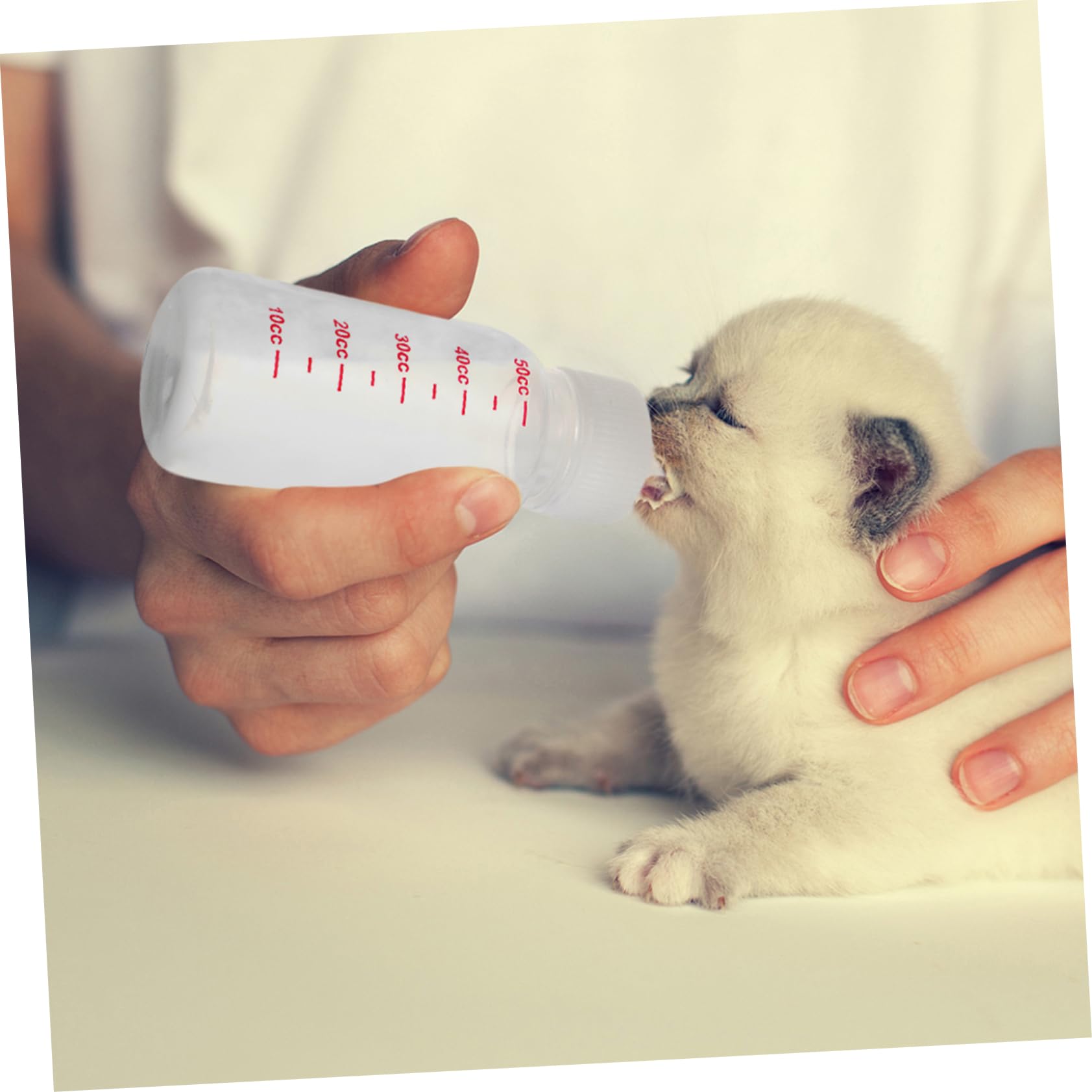 VANZACK 5sets 50ml Kitten Nursing Bottle Pointed Head Safe Silicone Material for Pet Feeding 5pcs*5