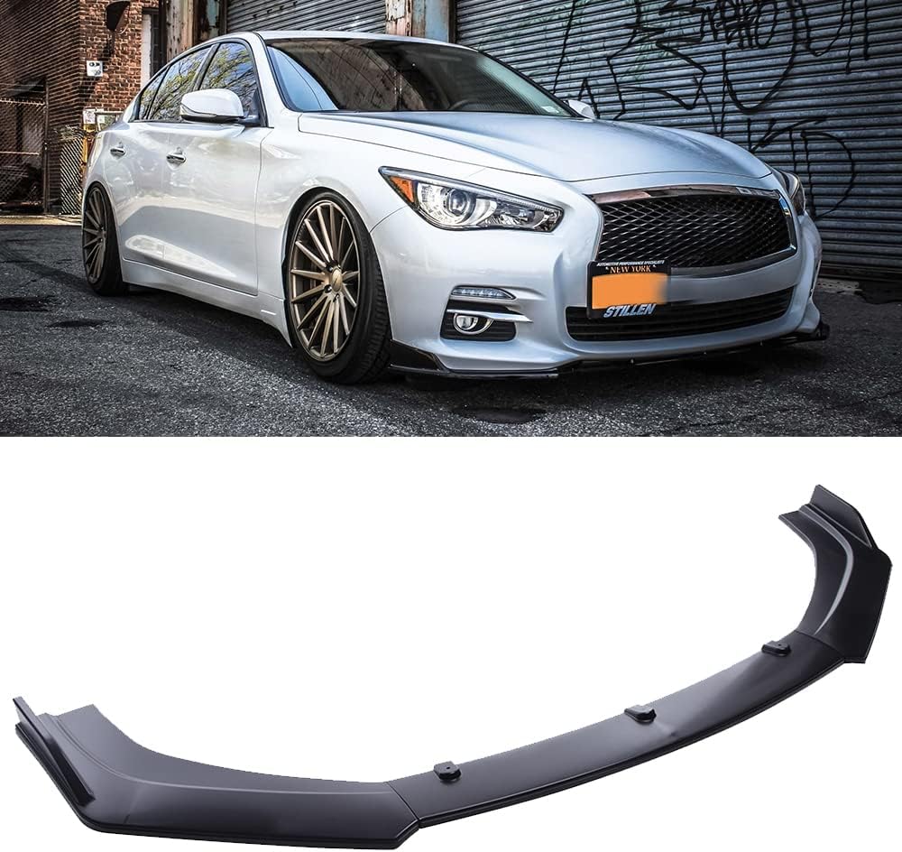 Universal ABS Front Spoiler Glossy Bumper Lip Body Kit,3 Pieces, Black