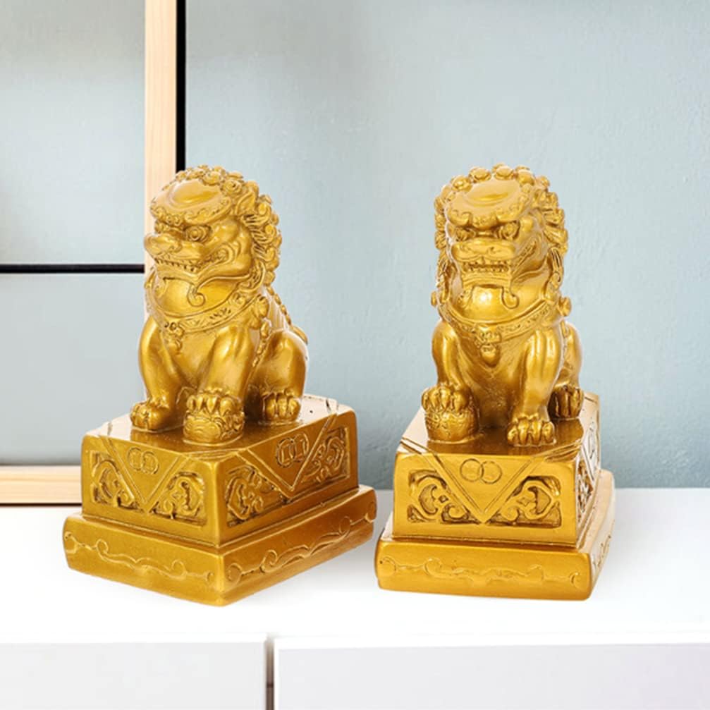 Foo Dogs Guardians Lion Statues - 2 PCS Fu Dogs Figurine - Housewarming Congratulatory to Ward Off Evil Energy