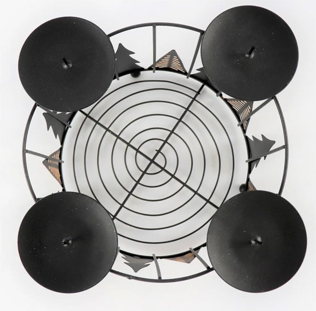 Kerzenhalter Adventskranz Winterwald D:20 cm aus Metall Schwarz Gold - Leuchterrondell, Adventsgesteck, Adventsleuchter, Weihnachtsdeko, Adventsdeko, Advent, Weihnachten