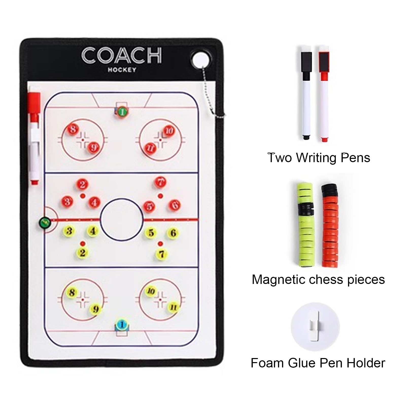 Magnetic Ice Hockey Coaching Board, Double-sided Dry Erase Clipboard, Portable Whiteboard, with Markers, Chess Pieces