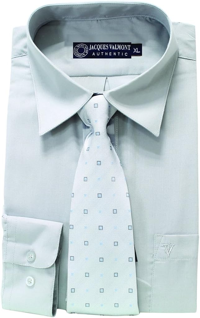 Jacques Valmont Men's Long Sleeve Shirt with Tie (Multiple Colors, Sizes S-XXXL)