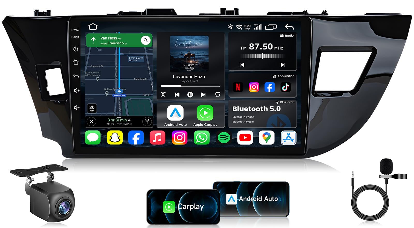 Android 15 Car Radio for Toyota Corolla 2014-2016: Carplay & Android Auto