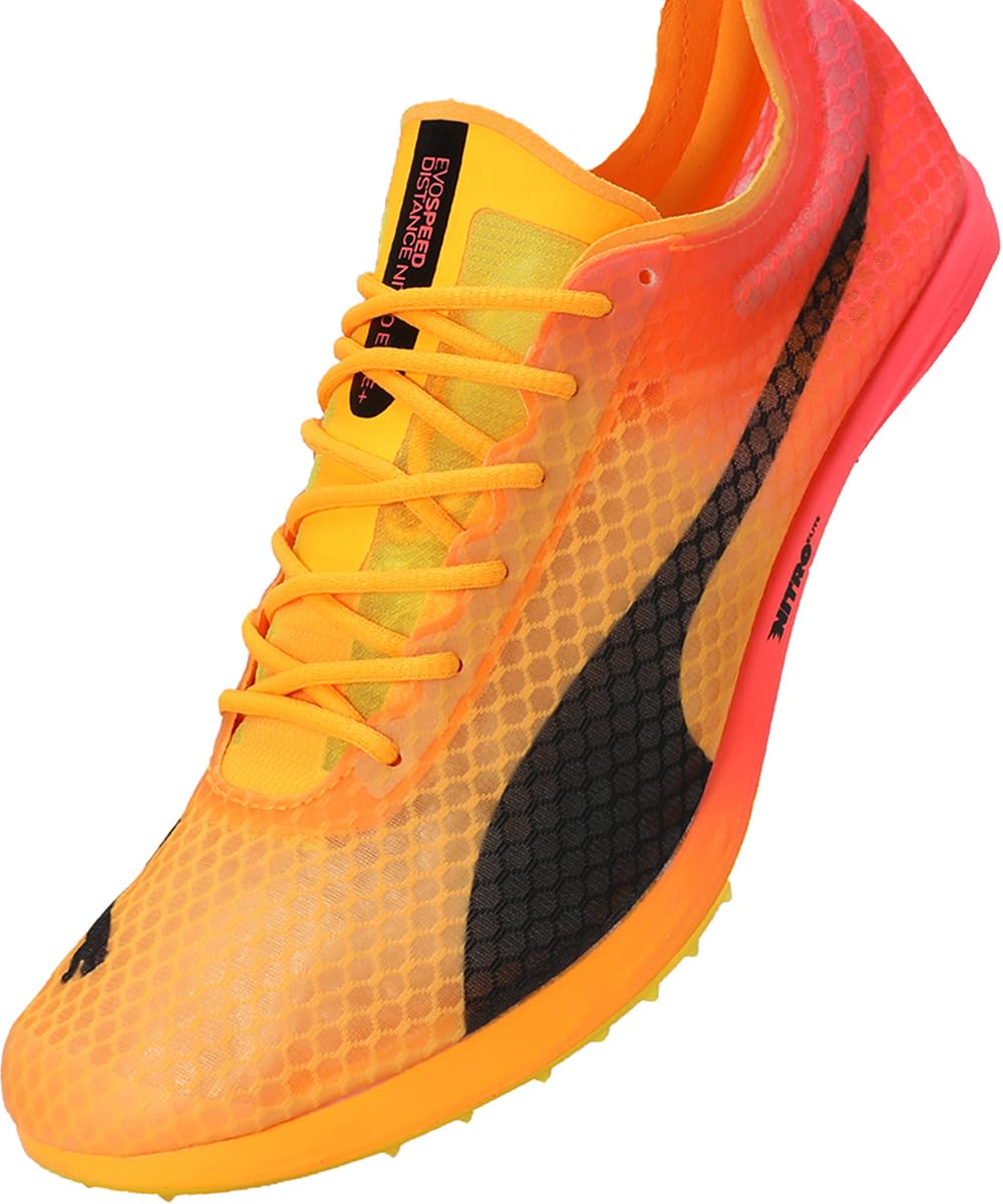 Puma Unisex Evospeed Distance Nitro Elite+ 4 Scarpe da Corsa Spikes Sun Stream/Sunset Glowsun Stream/Sunset Glow/Puma Blacksun Stream/Sunset Glow/Black - Arancione 42