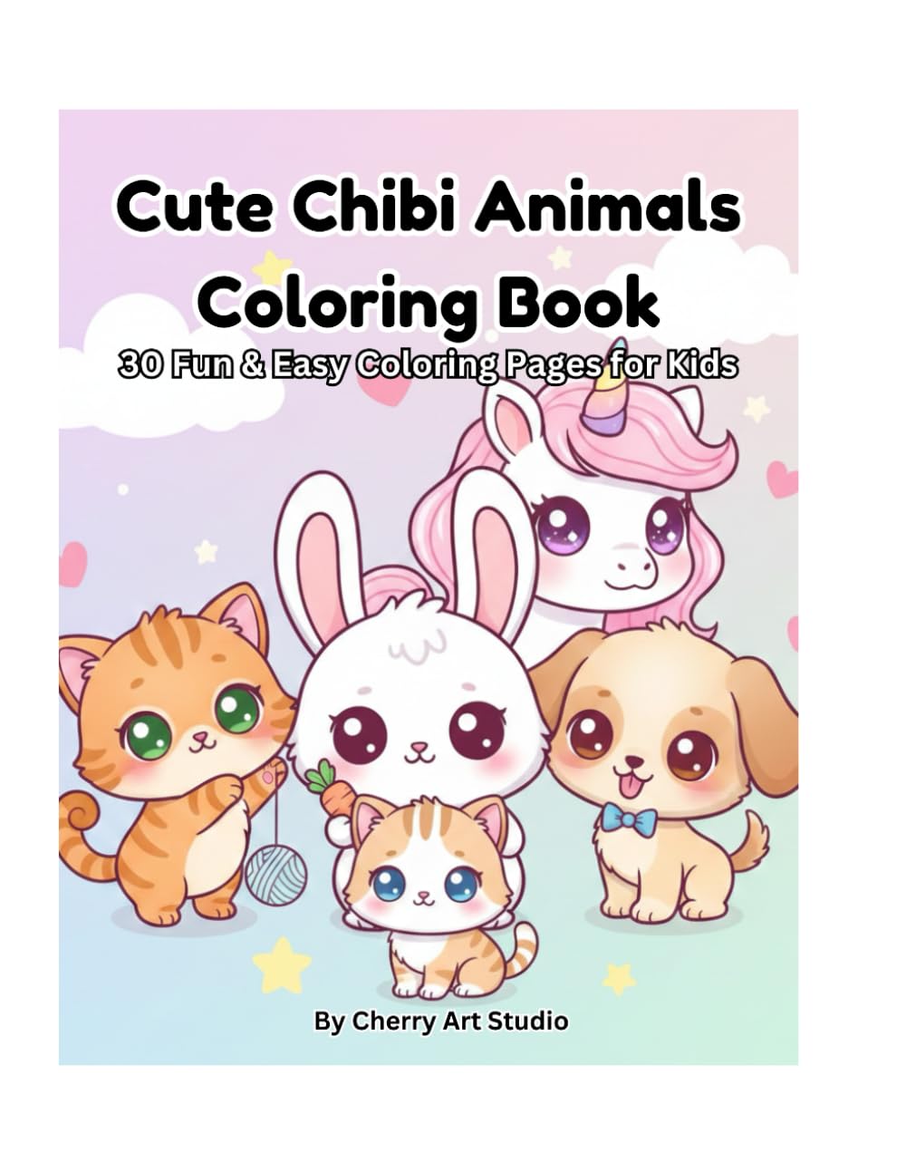 Cute Chibi Animals Coloring Book: 30 Fun & Easy Coloring Pages for Kids