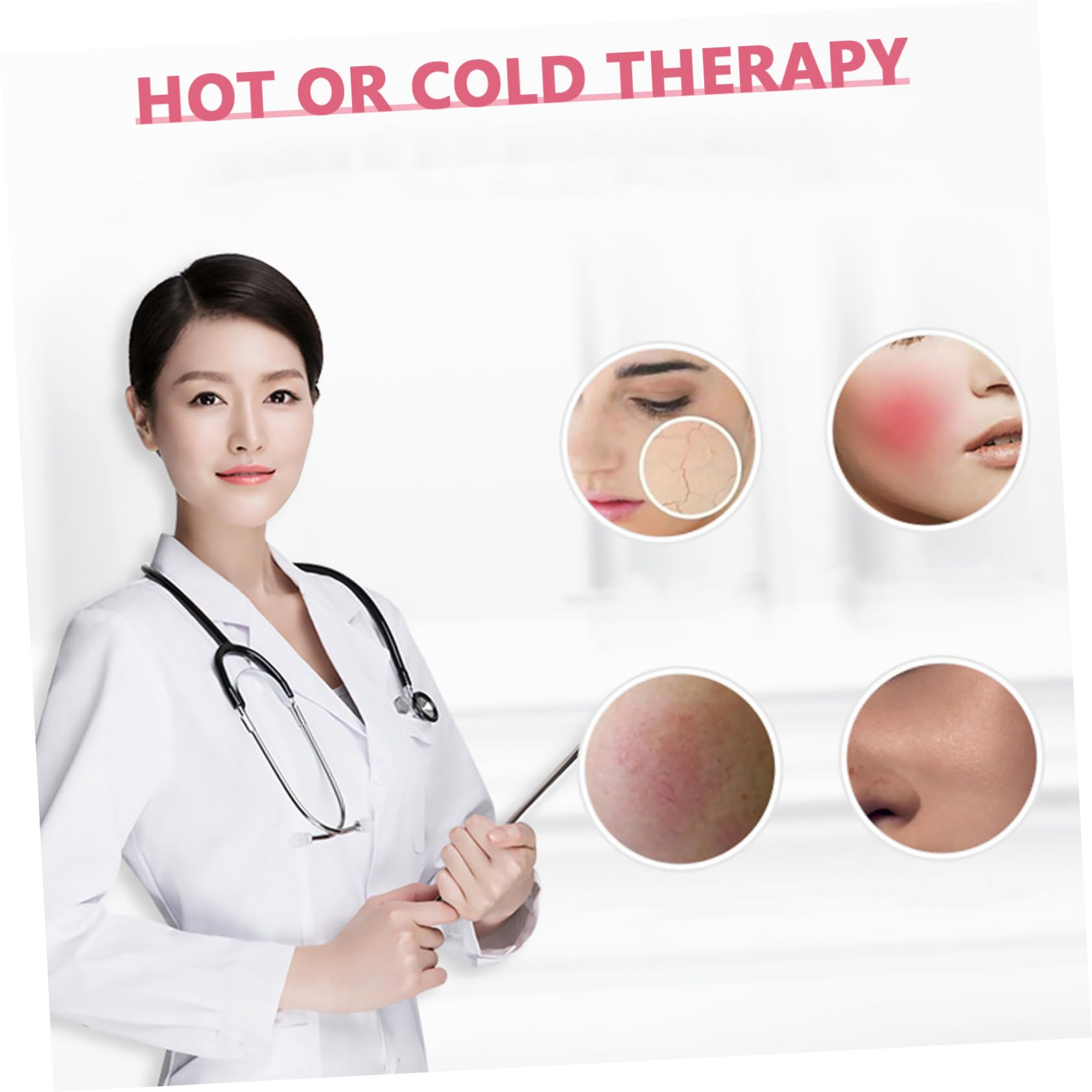 Maschera Viso Caldo e Freddo in Pvc Rosa per Trattamenti | Uso Domestico o Scuola, Effetto Ghiaccio, Aiuta Occhi Stanchi e Occhiaie, Sollievo Termico