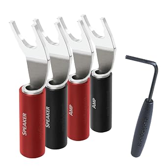 AudioQuest SureGrip 100 Multi-Spade Speaker Connectors - Fits up to 9 AWG Speaker Cables - Silver - Set of 8