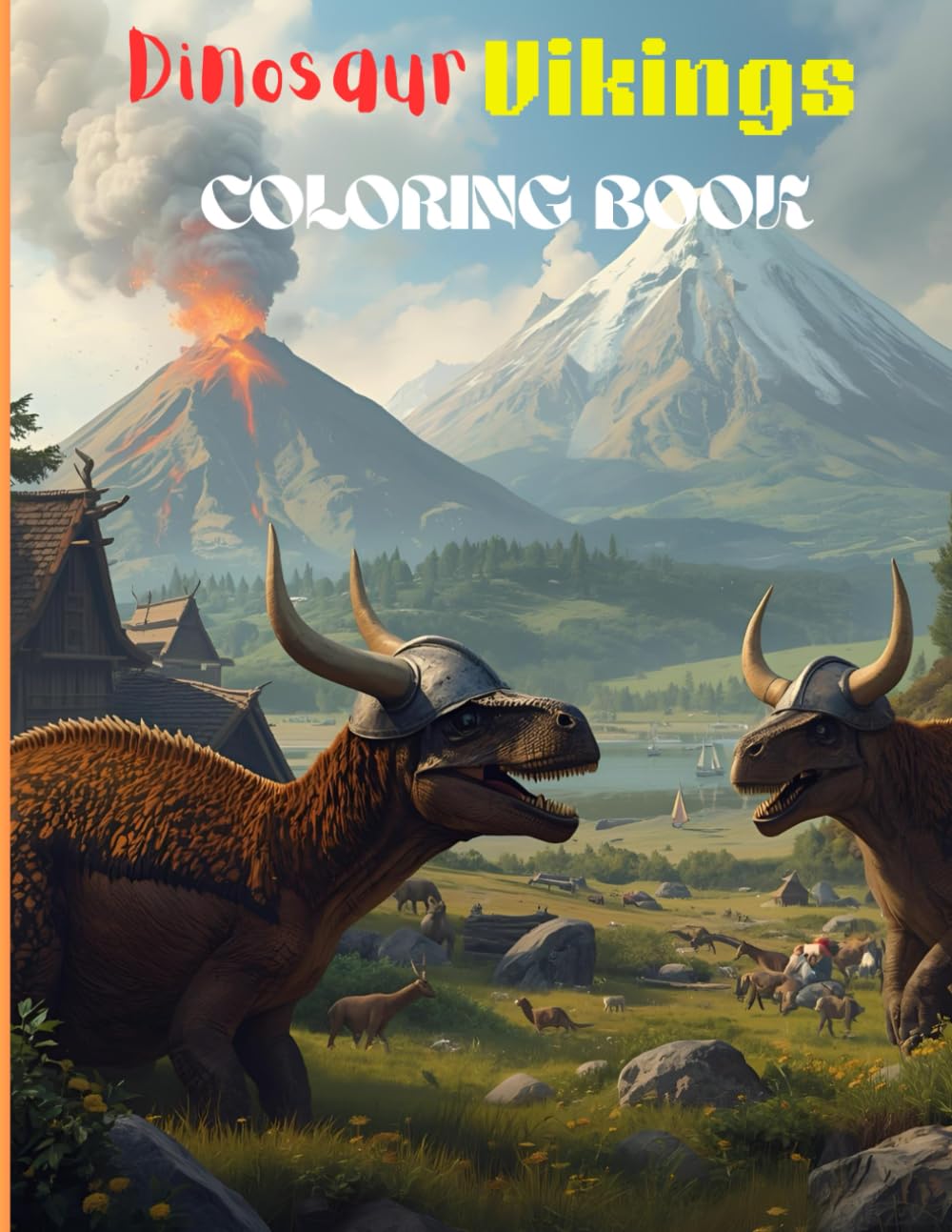 Dinosaur Viking Coloring Book: Fun Mash-Up Illustrations for Dino lovers