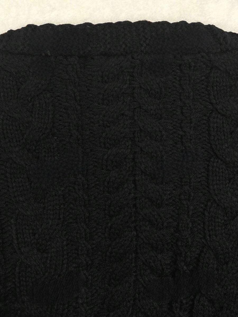 ZAFUL Women's Tie Front Crop Cardigan Sweater V-Neck Lantern Sleeve Open Front Loose Casual Knitwear - Image 5